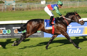 Power Gallop! Flash Drive (Karis Teetan) gallops powerfully to win the Nursery