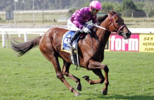 Pink Lady! Adobe Pink (Anthony Delpech) storms clear to win the Listed Queen Palm Handicap