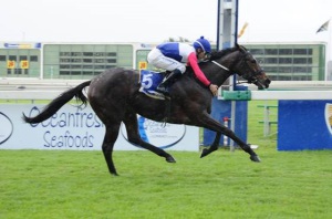 Relaxing! Aldo Domeyer guides Pure Power to an easy win in the Listed Irridescence Stakes