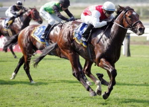 Raging! Zambezi Torrent (Stuart Randolph) skips clear to win the Listed Gatecrasher Stakes