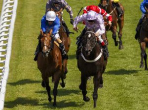 Lost In The Moment scores. David Livingston is in the red silks