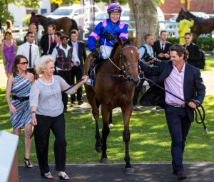 Happy Connections! The history making owners lead in the promising Captain America (Hamish Niven Photography)