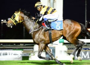 Speed King! Copper Parade (Muzi Yeni) stays on smartly to win the Listed Golden Loom Handicap (JC Photos)