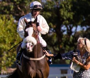 School Fees! Kevin Shea chats to Tellytrack's Fee Ramsden after the pull up. (Hamish Niven Photography)