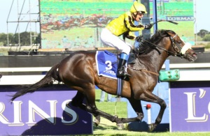 Royal Salute! Karl Neisius acknowledges the crowd as Capetown Noir wins the Queen's Plate (Equine Edge)
