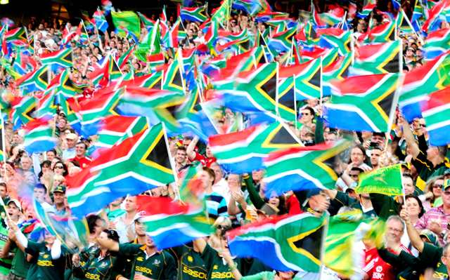South African fans waving their flags