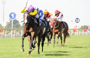 Carry On Alice charges clear to win the Gr1 SA Nursery