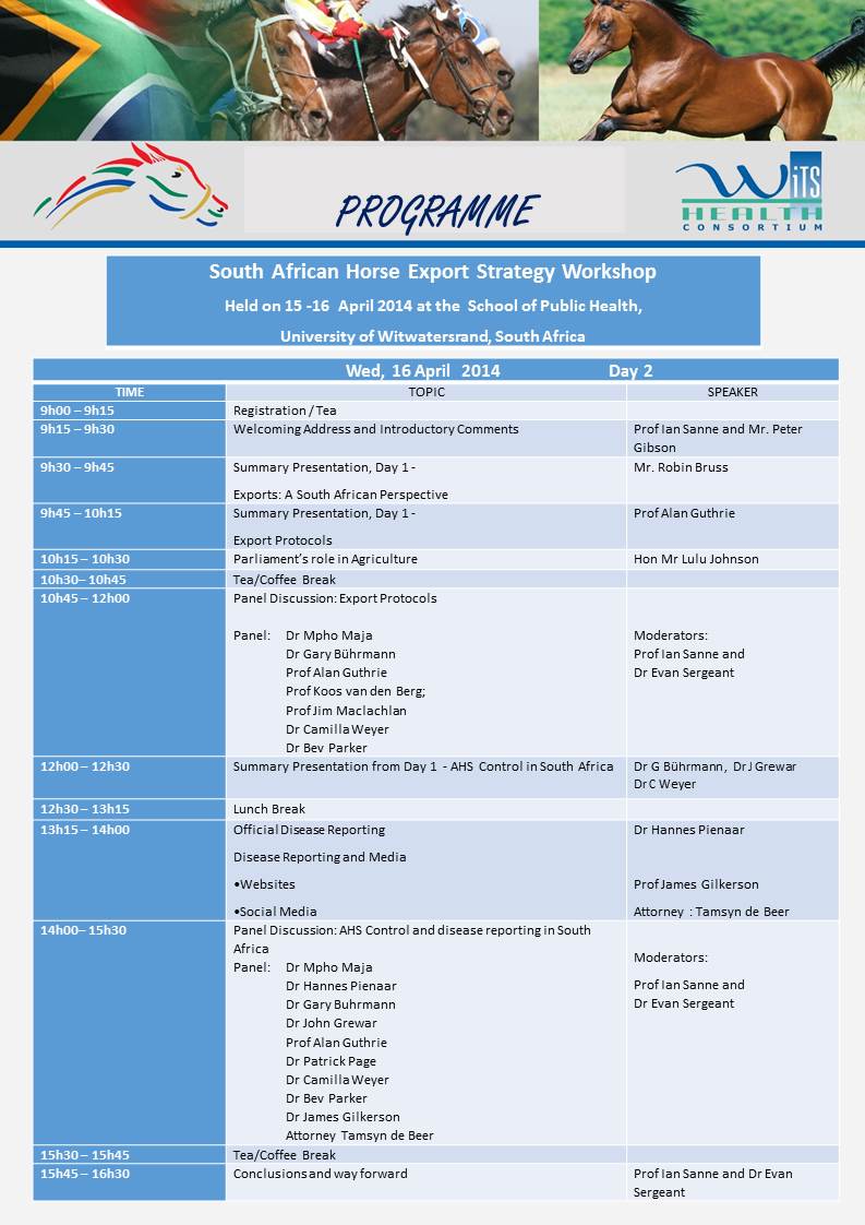 RSA Workshop Programme of Events