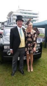 Joey And Fee and a perfect parking spot for the races at Epsom