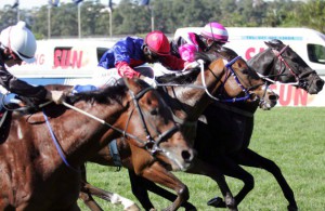 A thrilling three cornered duel as One Cool Dude(pink cap) beats Serissa and Futura (nearest camera)