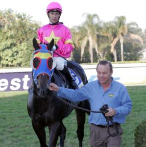 Sheik's Brashee is led in by trainer Mike Miller