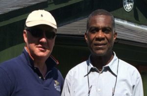 Simon Burgess with Michael Holding