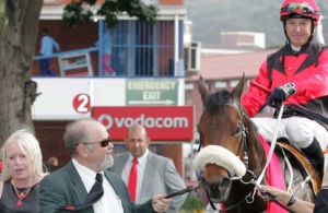 Fred Crabbia was on hand to lead his Trippi colt in after the Golden Horsesghoe