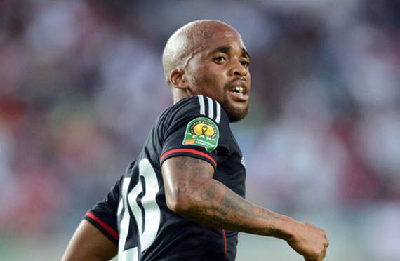 Oupa Manyisa of Orlando Pirates during the 2013 CAF Champions League - Semi Final 1st Leg match between Orlando Pirates and Esperance on the 05 October 2013 at Orlando Stadium, Soweto  ©Sydney Mahlangu/BackpagePix