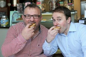 Biting off more than he can chew? That's Kevin Ackerman on the right