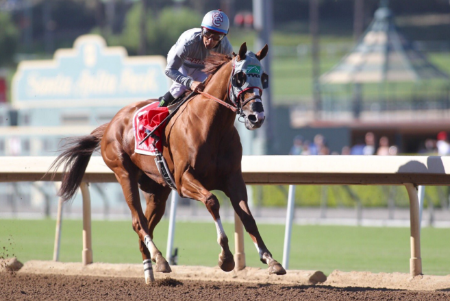 California Chrome is an easy winner in the Awesome Again Stakes (photo: Santa Anita)