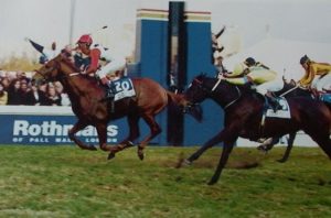 Piere wins the 1996 Gr1 Rothmans July on London News (photo: Gold Circle)