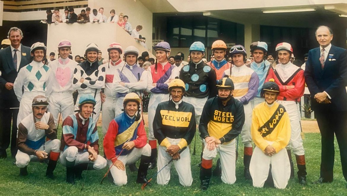 The veteran jockeys who competed in the Steelworks Veterans Race at Gosforth Park in April 1992