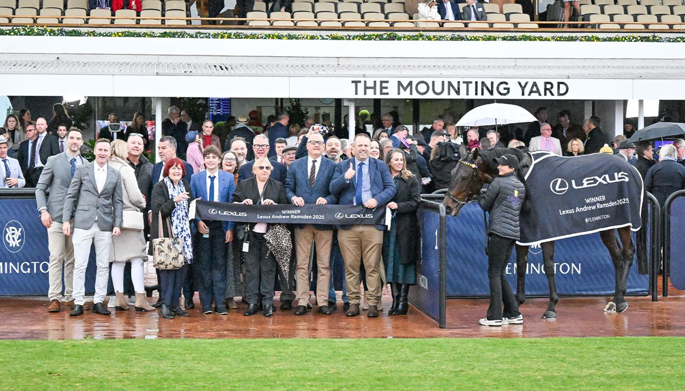 Delighted owners of Basilinna secured a start in the 2025 Lexus Melbourne Cup after the mare claimed a golden ticket in the Lexus Andrew Ramsden (Pic - VRC)