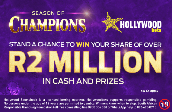Marvel at the beauty of horse racing this Champions Season! Gallop to glory and stand a chance to WIN a share of over R2 MILLION in Cash and Prizes! Head over to the Hollywoodbets website to find out more! Competition runs: 16 May – 31 July 2025. Chase the pace and bet now! Ts & Cs apply.