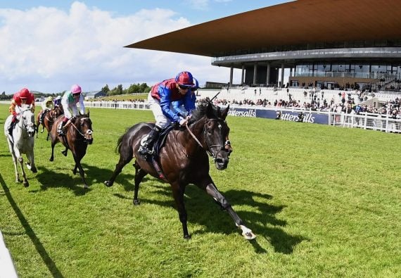 Los Angeles (Ryan Moore) heads the field (Pic - Coolmore Stud on FB)