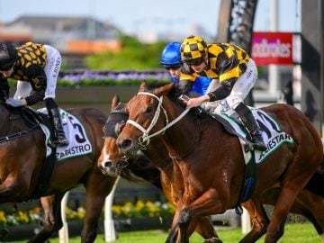 Joliestar (James McDonald) secured a third career Gr1 on Saturday (Pic – Inglis)