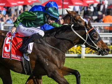 You Wahng (Tommy Berry) wins the Gr1 Queensland Oaks (Pic - Magic Millions)