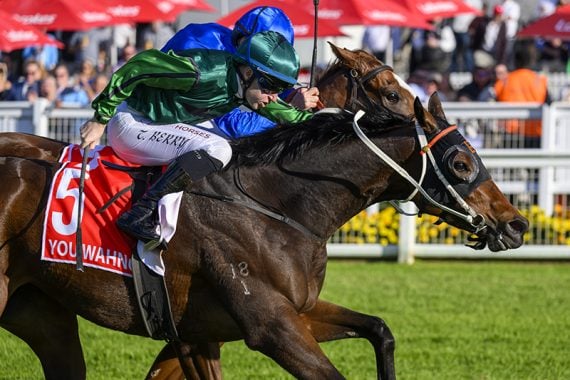 You Wahng (Tommy Berry) wins the Gr1 Queensland Oaks (Pic - Magic Millions)