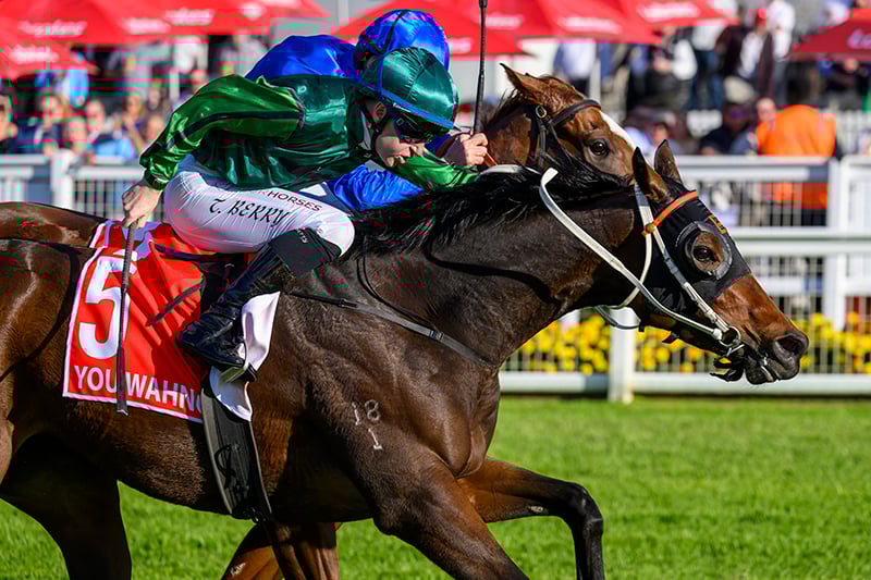 You Wahng (Tommy Berry) wins the Gr1 Queensland Oaks (Pic - Magic Millions)